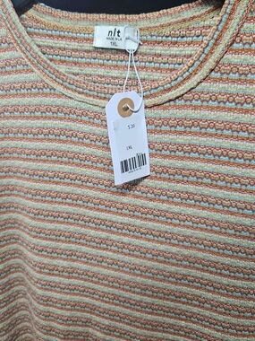 n:PHILANTHROPY Striped Knit Top in Peach, Mint & Cream